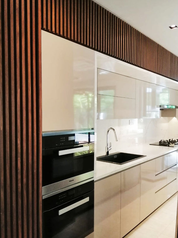 Singapore Landed House Kitchen Renovation Wood Strips