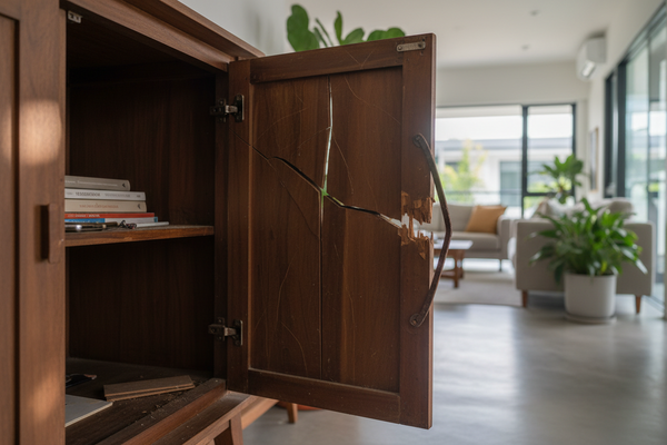 Broken cabinet cheap craftsmanship in Singapore landed house 