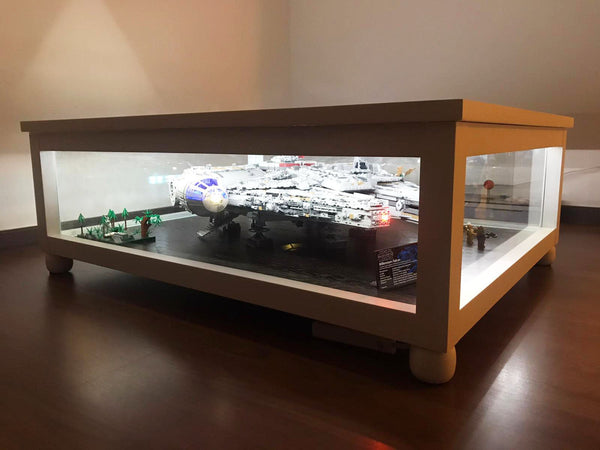 display table lego model millennium falcon UCS light solid wood custom-made singapore carpenter homeshake oppolia