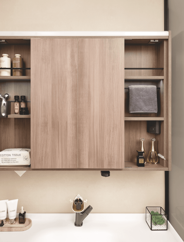 Bathroom Vanity New Arrivals - HomeShake. Moisture resistant base cabinet with ceramic basin and mirror cabinet wood melamine