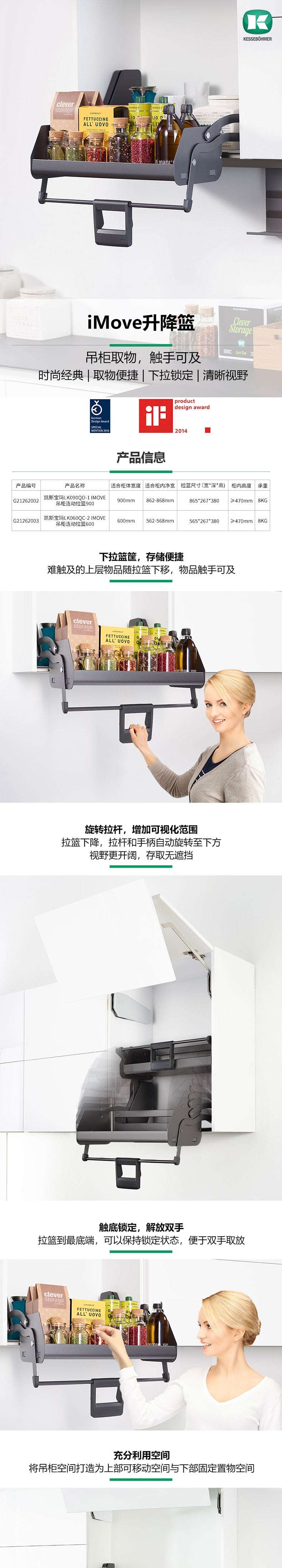 Kesseböhmer E6 Wall Cabinet Pull Down Basket iMove