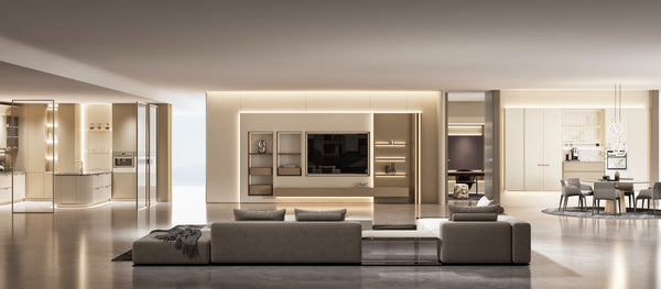 Modern living room in singapore with a formaldehyde-free cabinets using premium carpentry with melamine, powder coating and aluminum in a beautiful hdb or fully renovated condo or landed house