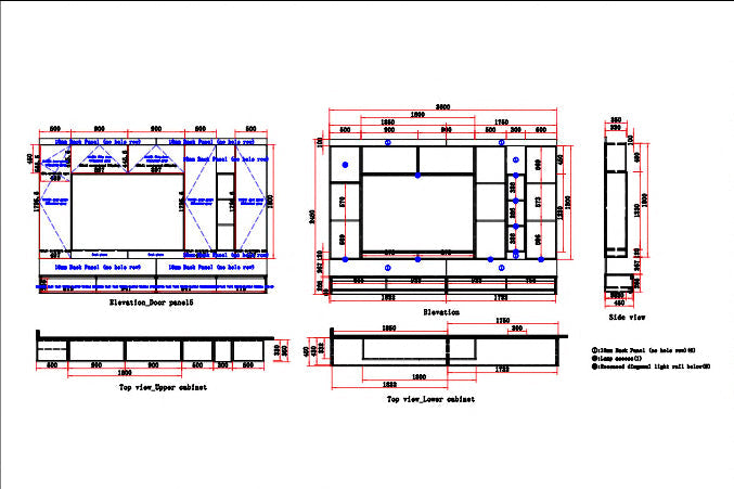 technical drawings of the oppolia puff series tv cabinet for carpentry solutions in singapore