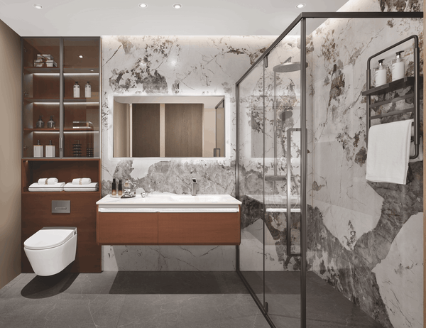 Claira Vanity Set Bathroom Vanity 165 cm Sintered Stone Integrated Basin HomeShake Oppolia Singapore Renovation Contactor
