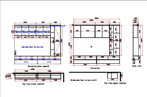 2D technical drawing of a tv cabinet with feature wall from a singapore carpentry workshop designed for hdb or condo