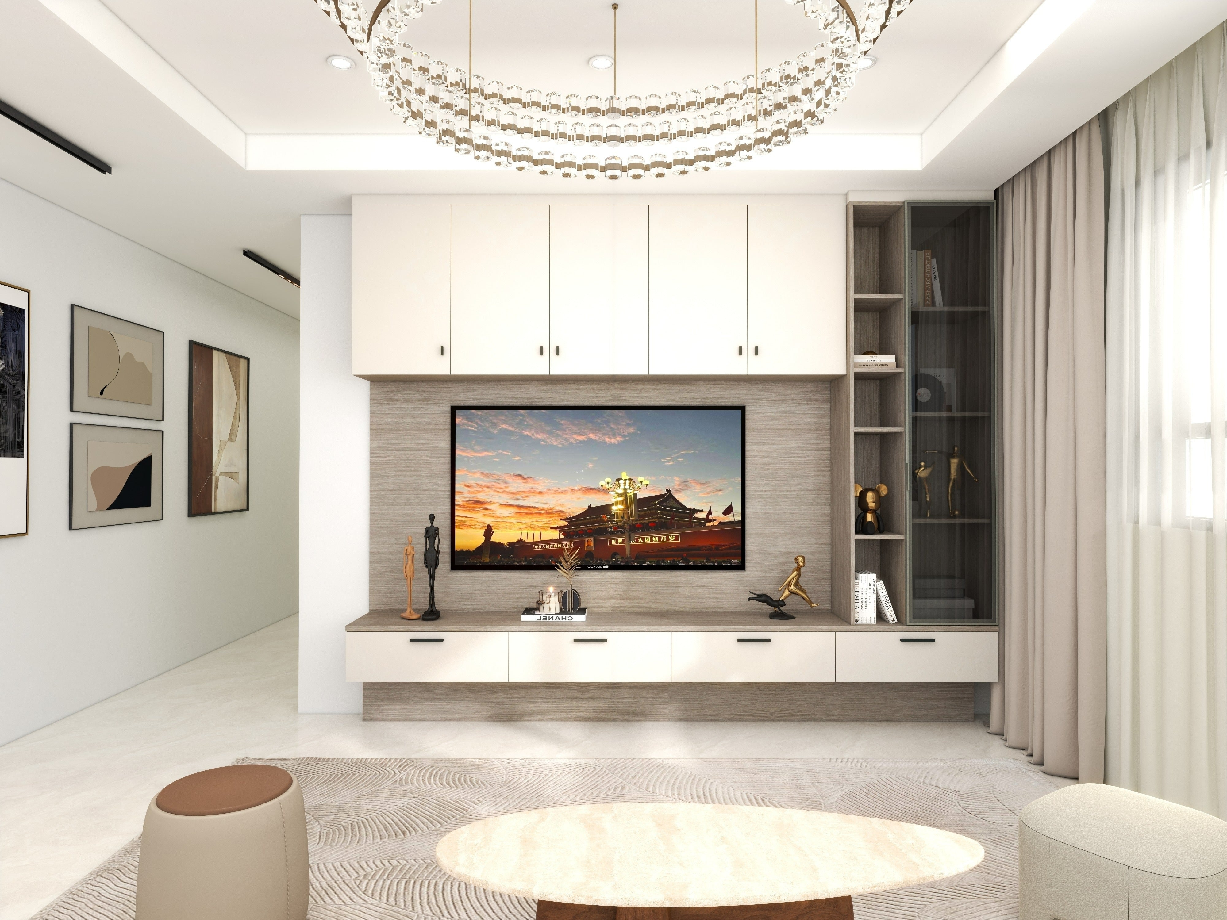 TV Feature Wall with Display & Storage