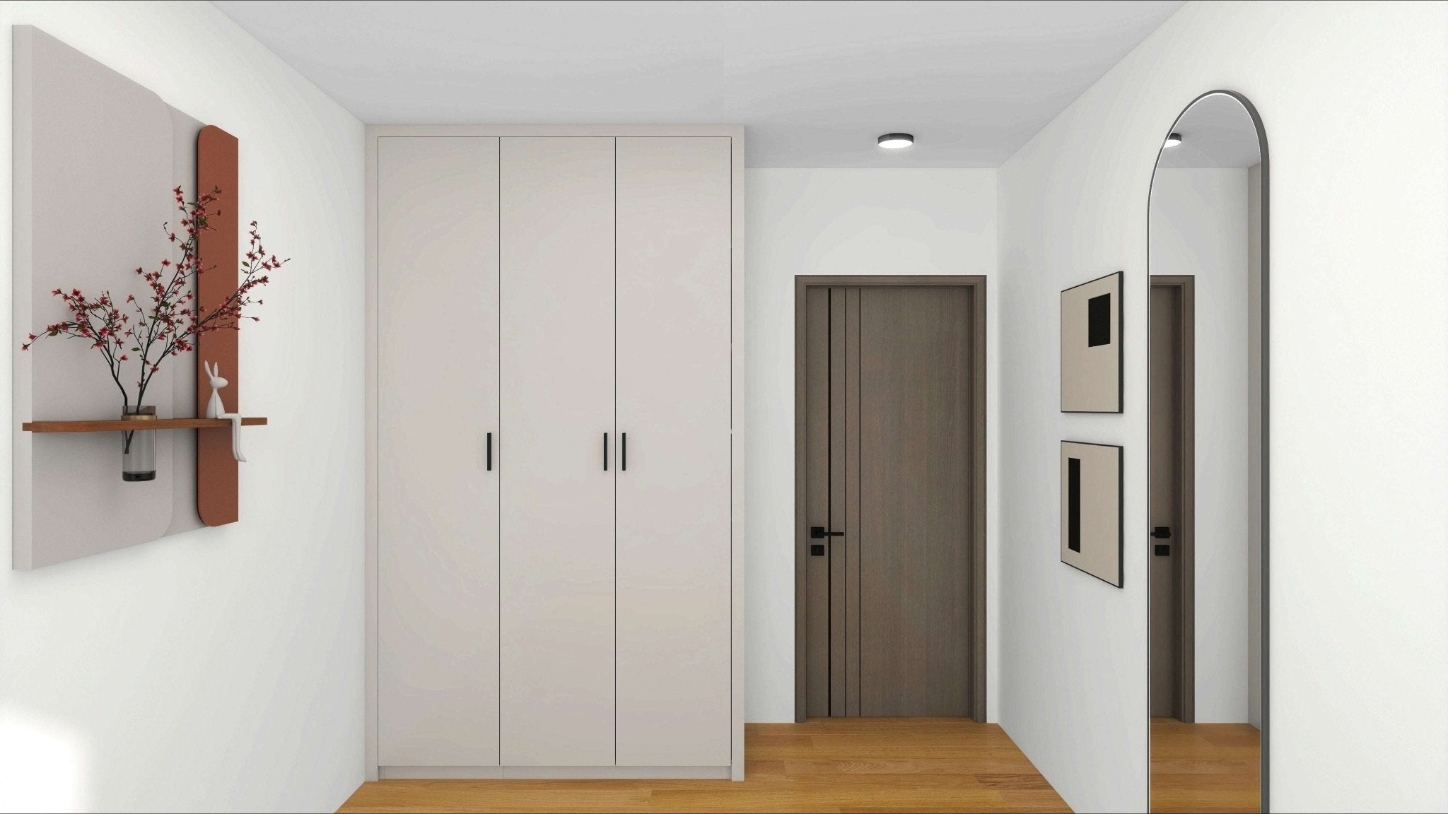 HDB 3-Door Wardrobe (Formaldehyde-Free)WardrobeL 1500 x W 600 x H 2550 mm with Fillers up to 2600mm (Double Carcass)Midsummer Grey (PWMA0530)Wardrobe Essentials Package HomeShake Oppolia Singapore Renovation Contractor Interior Designer Carpenter
