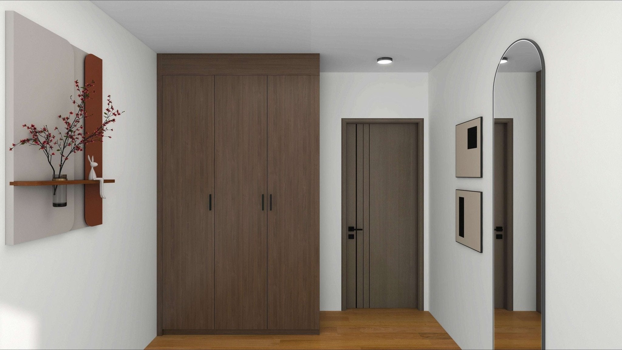 HDB 3-Door Wardrobe (Formaldehyde-Free)WardrobeL 1500 x W 600 x H 2400 mm with Fillers up to 2600mm (Single Carcass)Black Walnut (PWMA0478)Wardrobe Essentials Package HomeShake Oppolia Singapore Renovation Contractor Interior Designer Carpenter
