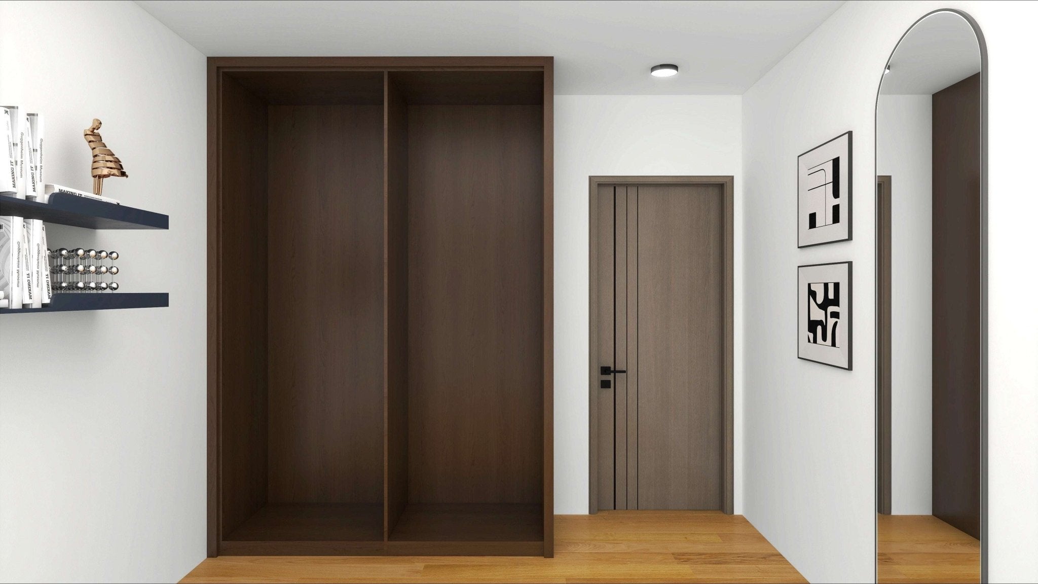 HDB 4-Door Wardrobe Formaldehyde-Free Low Emissions Casement Door Direct Carpentry HomeShake Oppolia Singapore Walnut Brown