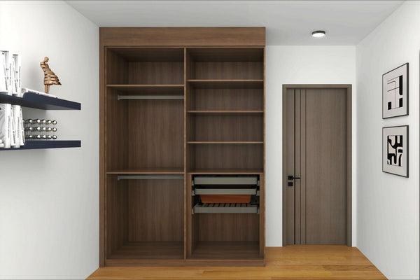 HDB 4-Door Wardrobe Formaldehyde-Free Low Emissions Casement Door Direct Carpentry HomeShake Oppolia Singapore internal Brown