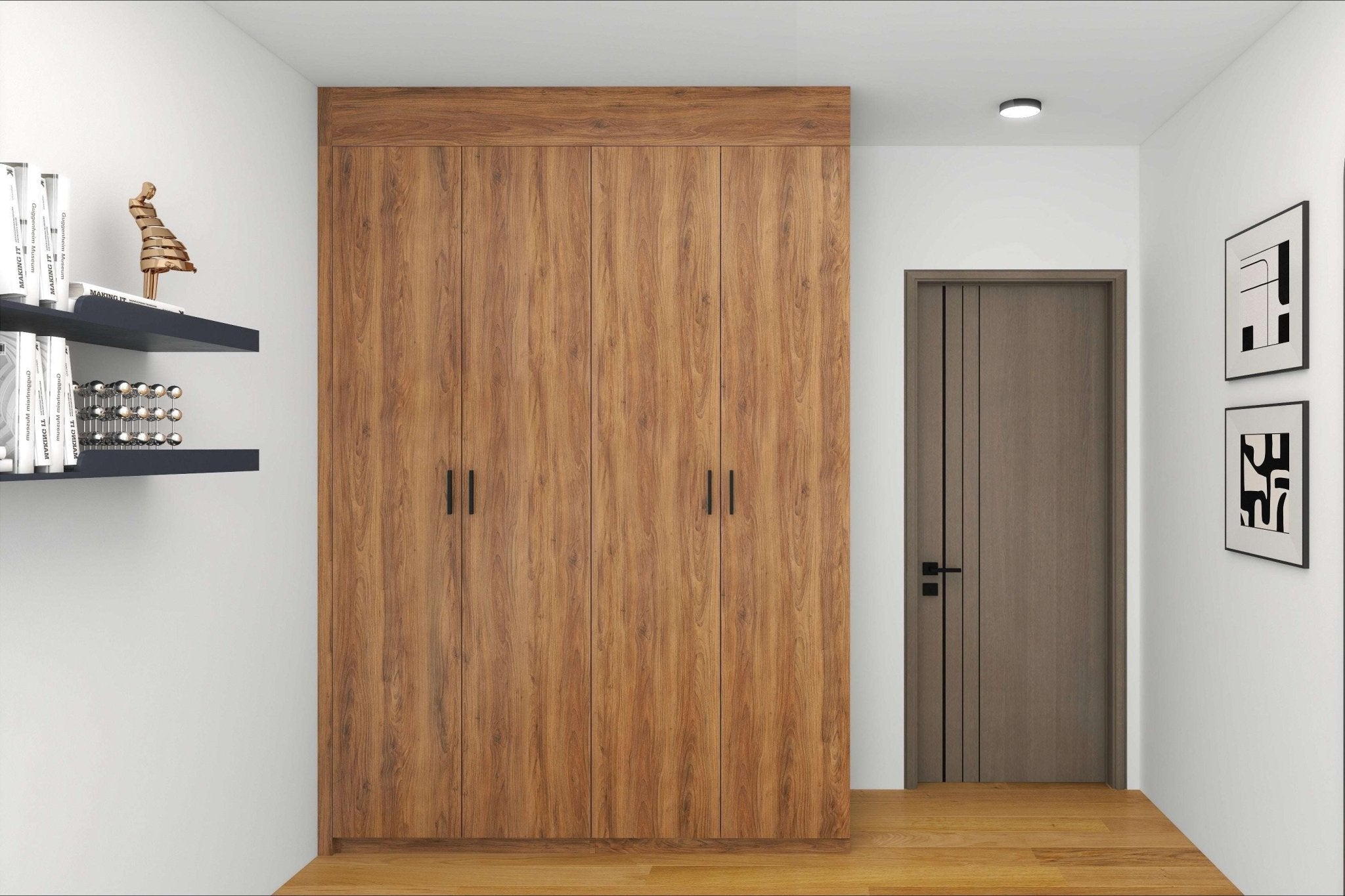 HDB 4-Door Wardrobe Formaldehyde-Free Low Emissions Casement Door Direct Carpentry HomeShake Oppolia Singapore Light Brown