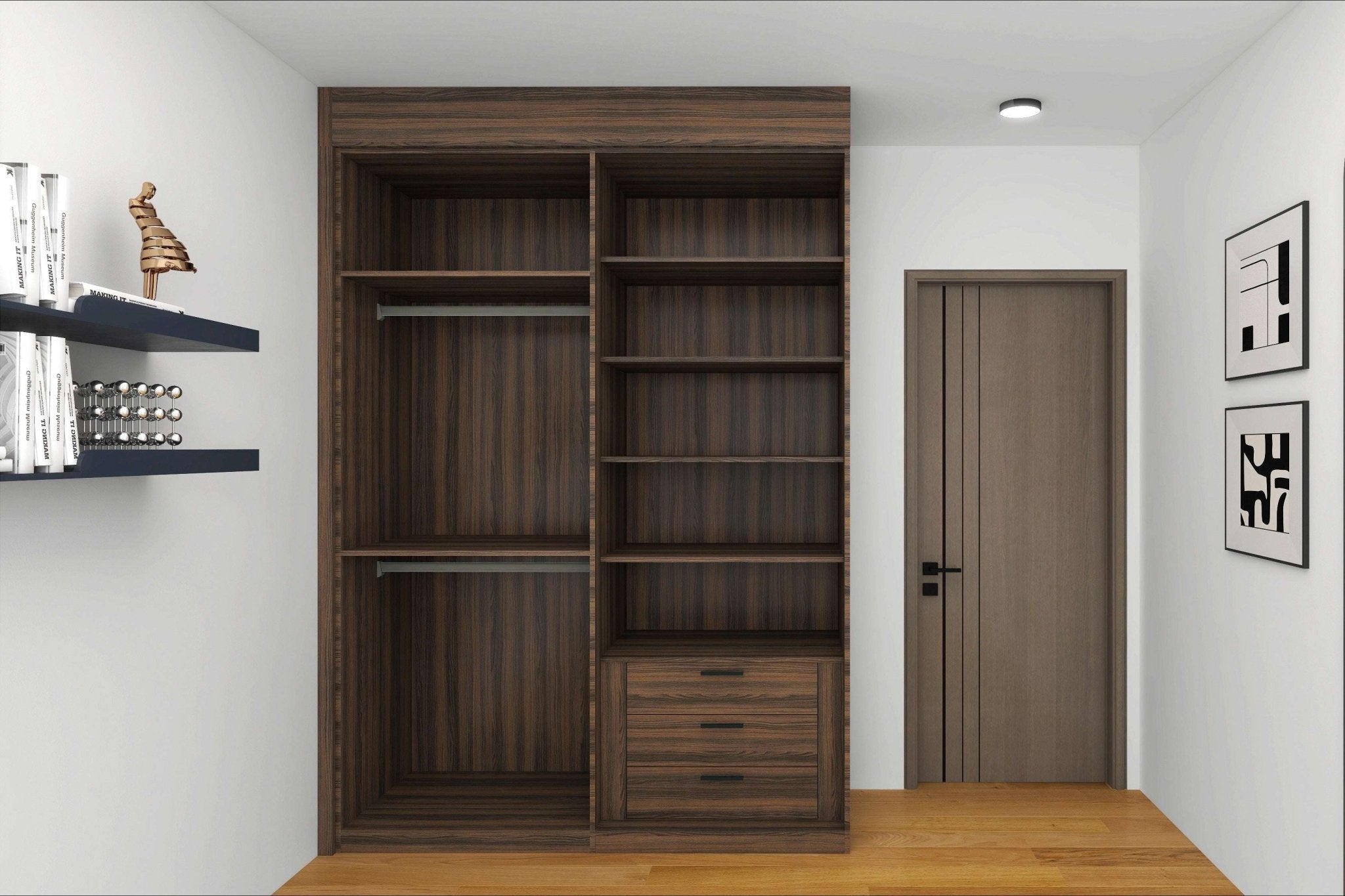 HDB 4-Door Wardrobe Formaldehyde-Free Low Emissions Casement Door Direct Carpentry HomeShake Oppolia Singapore internal dark