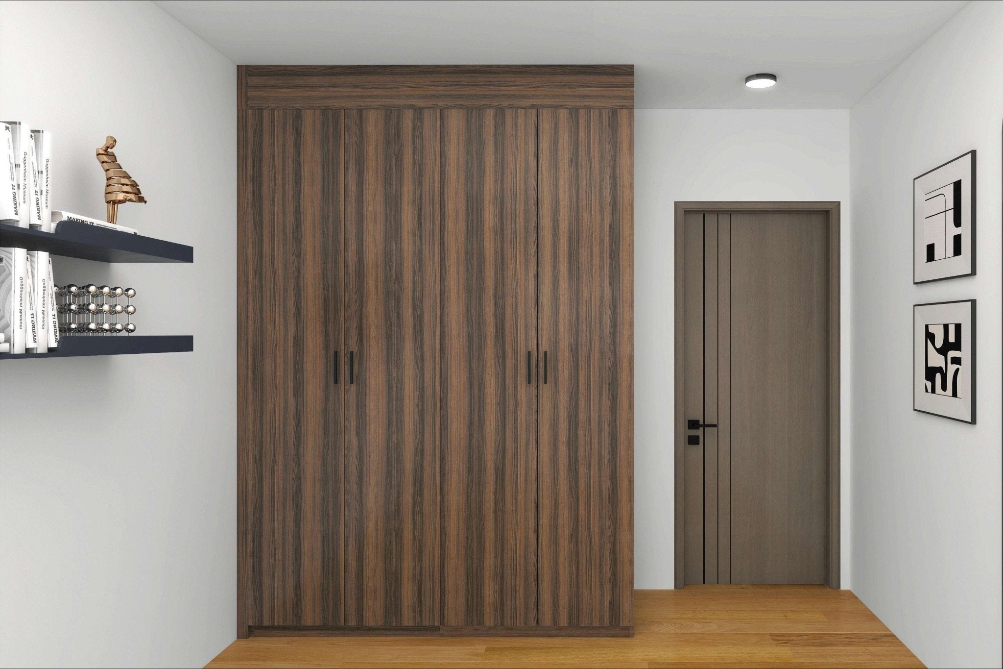 HDB 4-Door Wardrobe Formaldehyde-Free Low Emissions Casement Door Direct Carpentry HomeShake Oppolia Singapore Ebony Brown