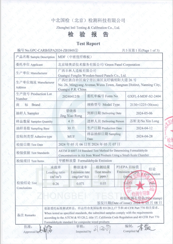 independent testing results of oppolia carpentry low formaldehyde levels in singapore