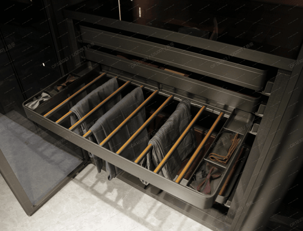 Pants Rack in Metallic Grey AluminumWardrobe HomeShake Oppolia Singapore Renovation Contractor Interior Designer Carpenter