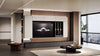TV console cabinet feature wall oppolia renaut series by homeshake stone countertop brown walnut wood beige melamine showroom