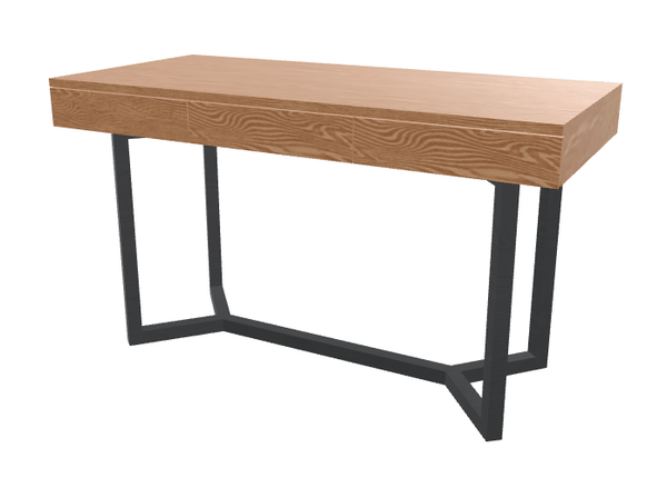Custom-Made Desk in Oak Wood with Dark Stain Solid Wood Legs Made in Singapore