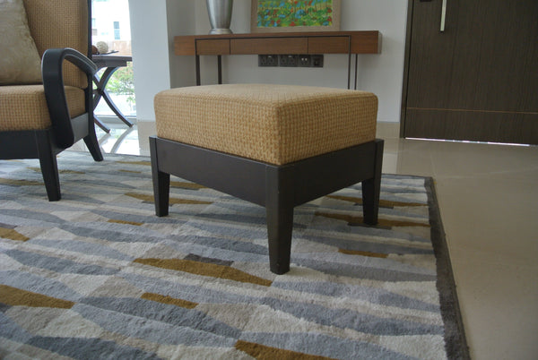 solid wood furniture stool black nyatoh wood yellow fabric cushion singapore landed house