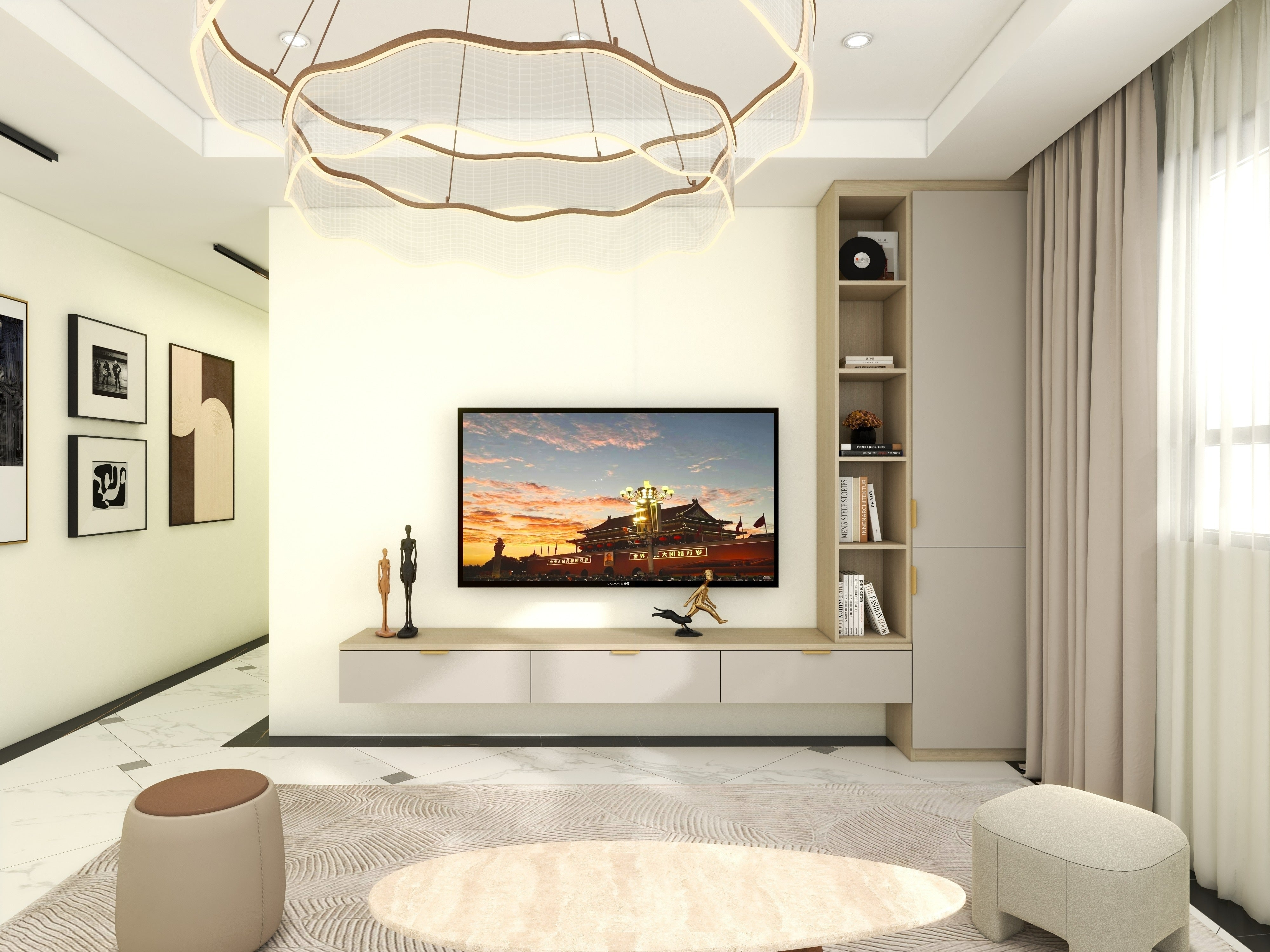 TV Console with Side Cabinet