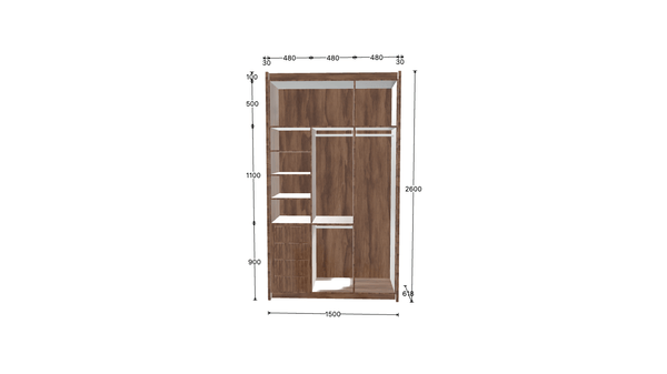 HomeShake Armoires & Wardrobes 3-Door Wardrobe (Swing Doors) in High Pressure Laminate Finish